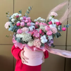 Композиция в большом цилиндре "Ягодный зефир"  Размер  L